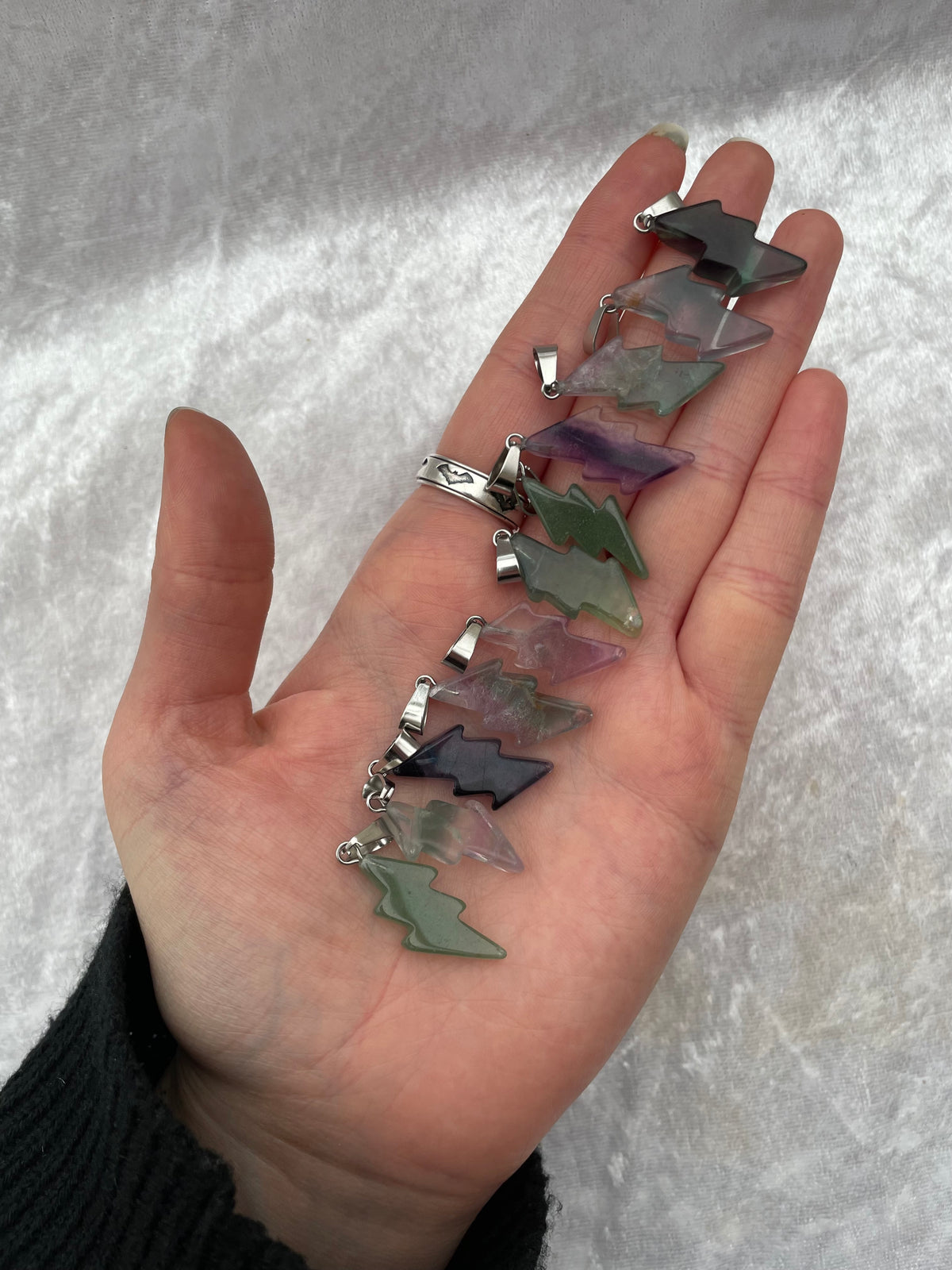 Rainbow Fluorite Lightning Pendants
