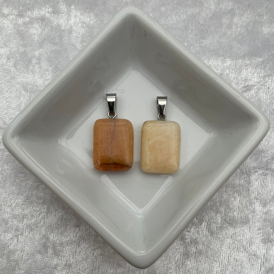 Peach Aventurine Flat Rectangle Pendants