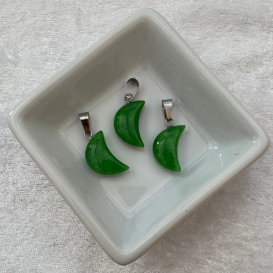 Green Agate Moon Pendants