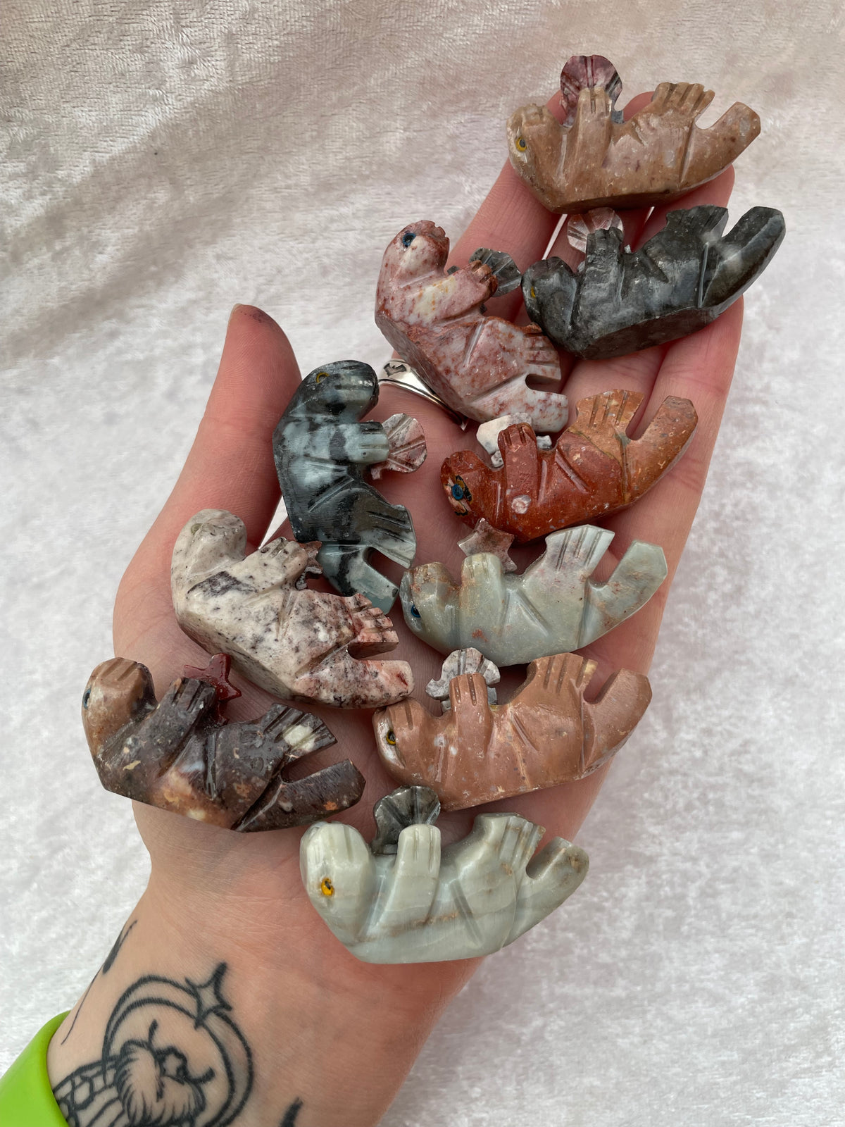 Soapstone Otter with Seashell Carvings