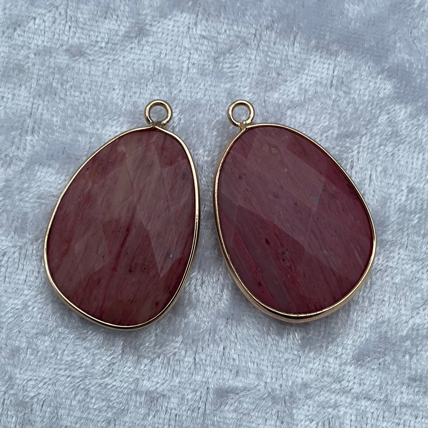 Pink Petrified Wood Faceted Pendants