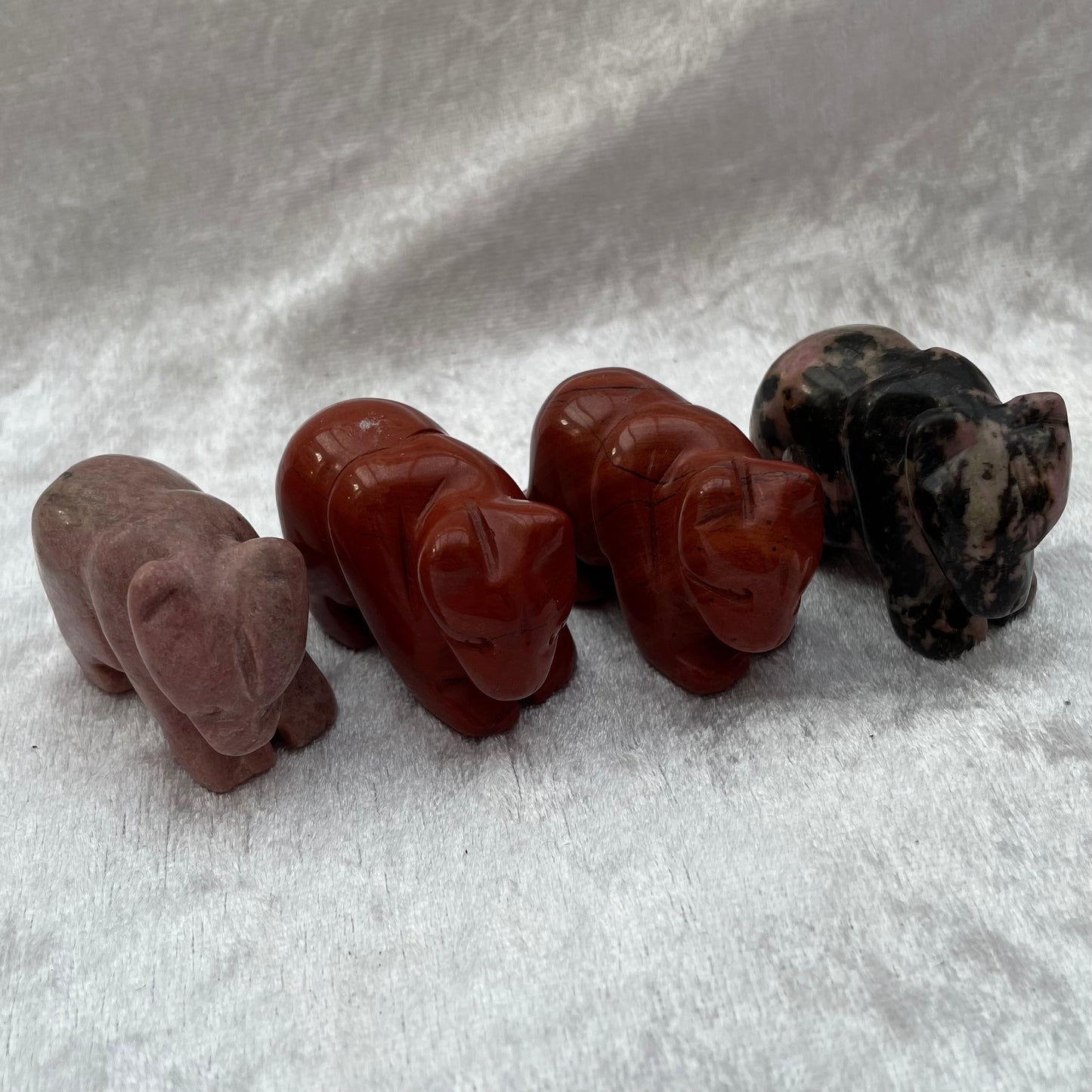 Red Jasper and Rhodonite Bear Carvings