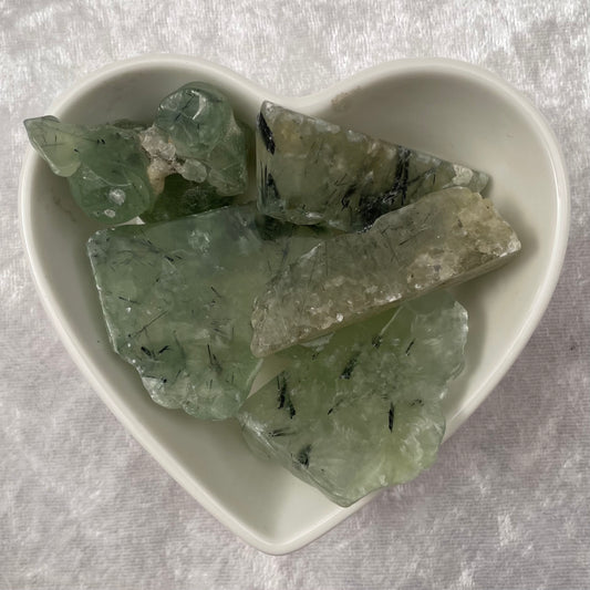 Half Tumbled Rough Prehnite and Epidote Pieces