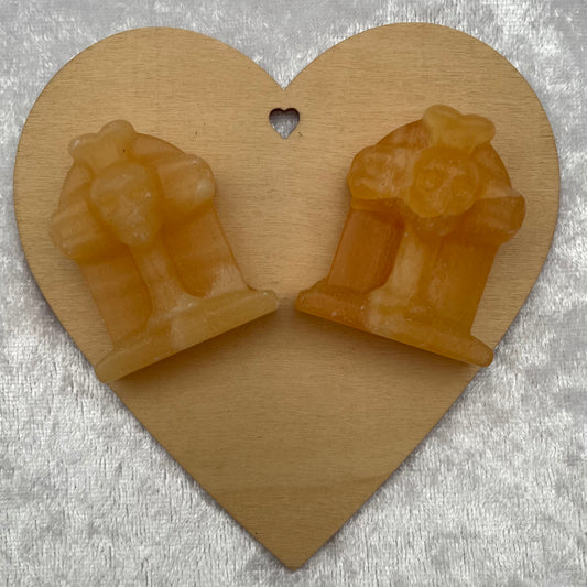 Orange Calcite Skull and Cross Tombstones