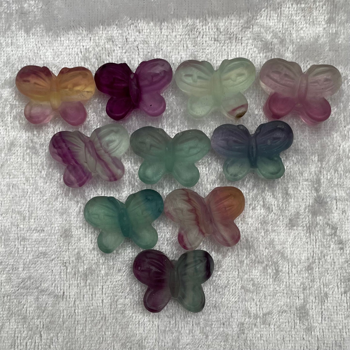 Mini Rainbow Fluorite Butterfly Carvings