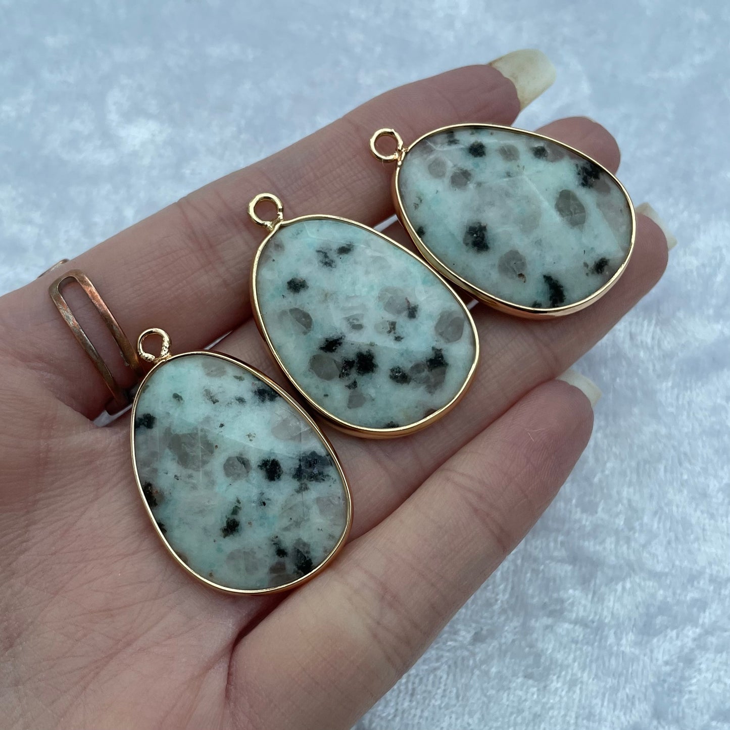 Kiwi Jasper Faceted Pendants