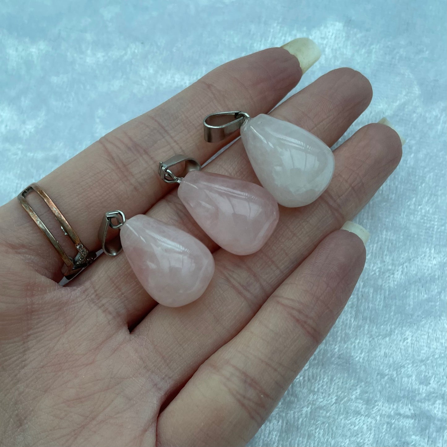 Rose Quartz Drop Pendants