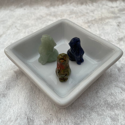 Mini Unakite, Green Aventurine and Sodalite Wolf Carvings
