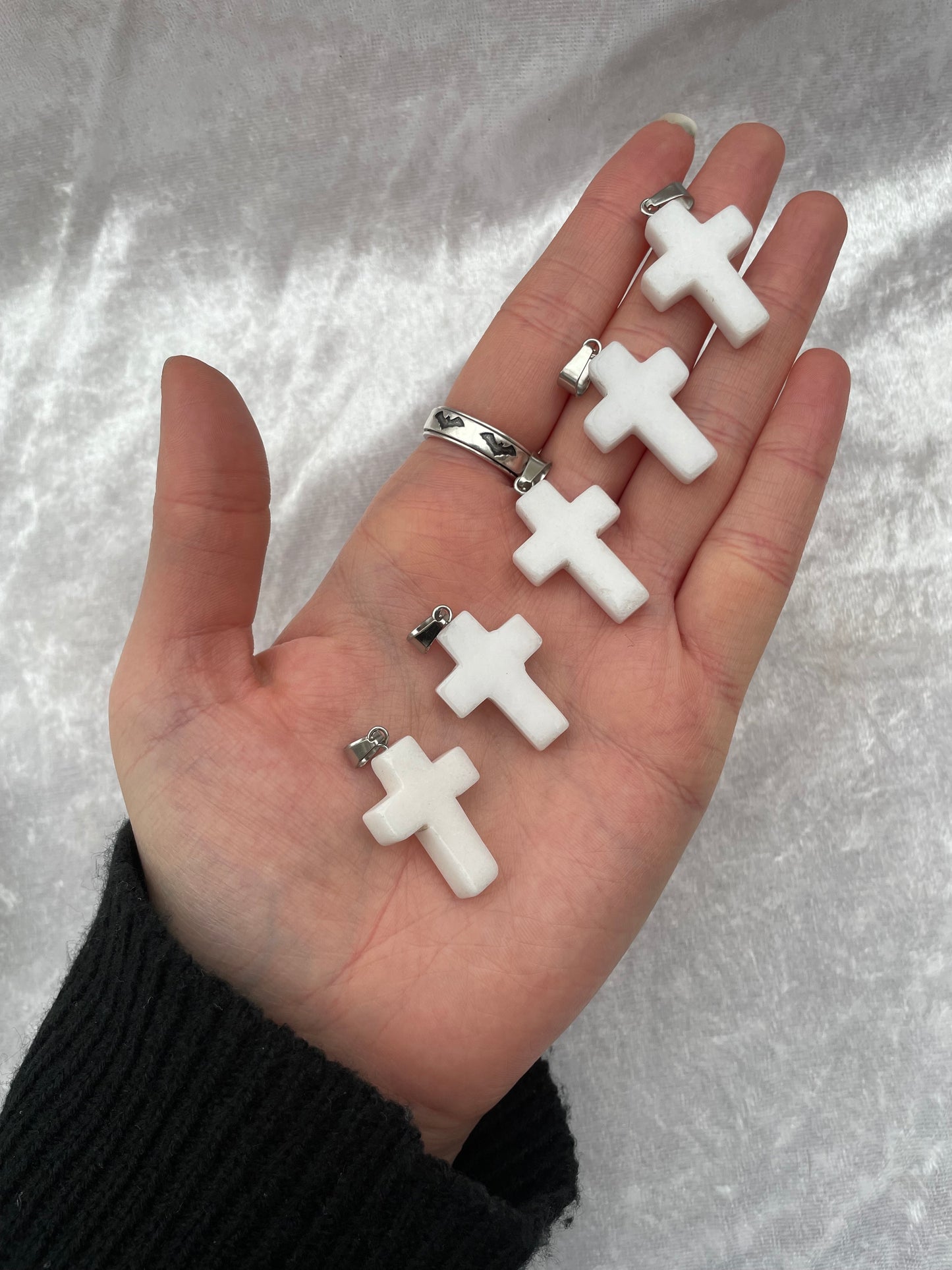 White Agate Cross Pendants
