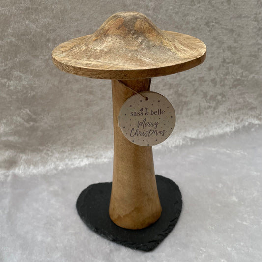 Large Standing Wooden Mushroom Ornament