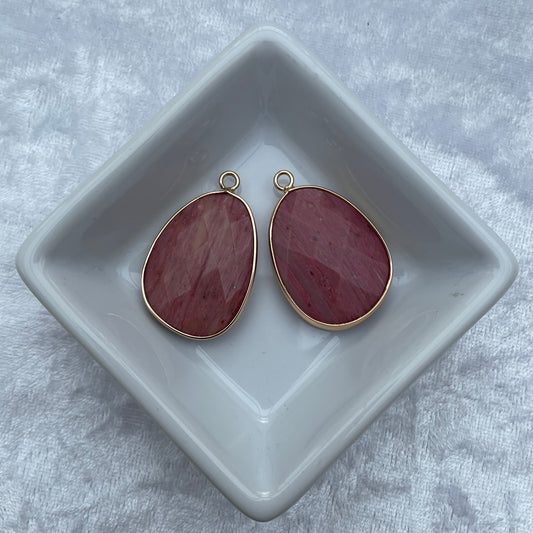 Pink Petrified Wood Faceted Pendants
