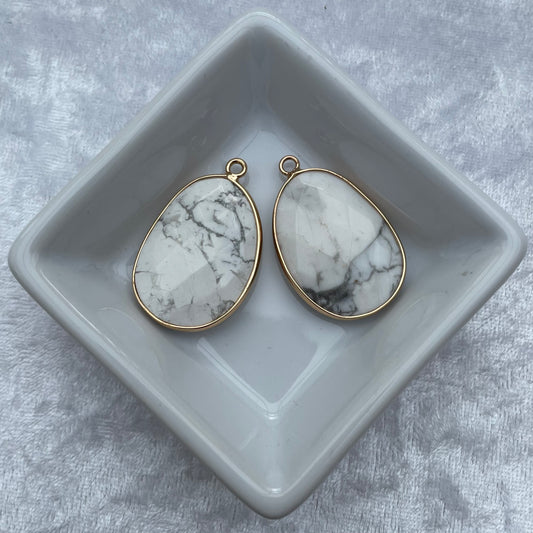 White Howlite Faceted Pendants