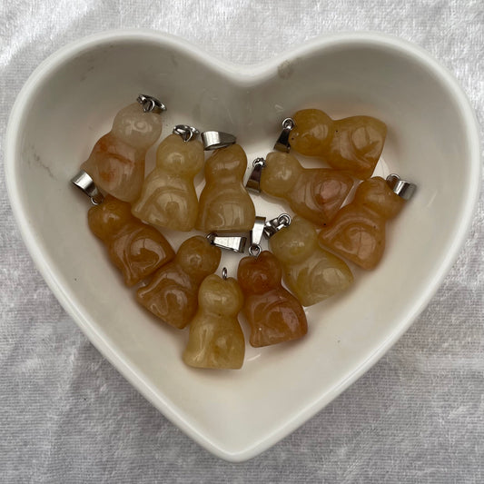 Peach Aventurine Cat Pendants