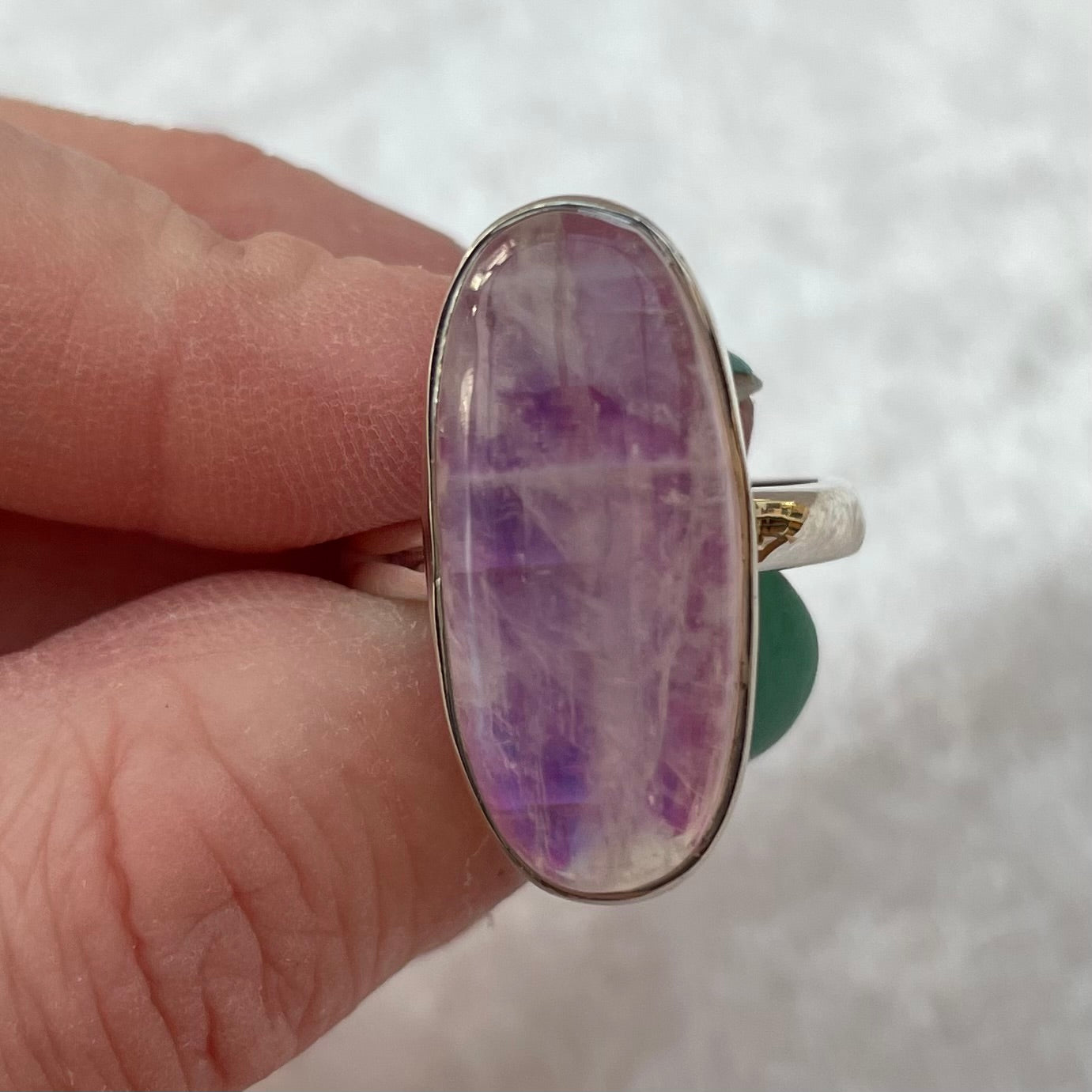 Pink Rainbow Moonstone Ring