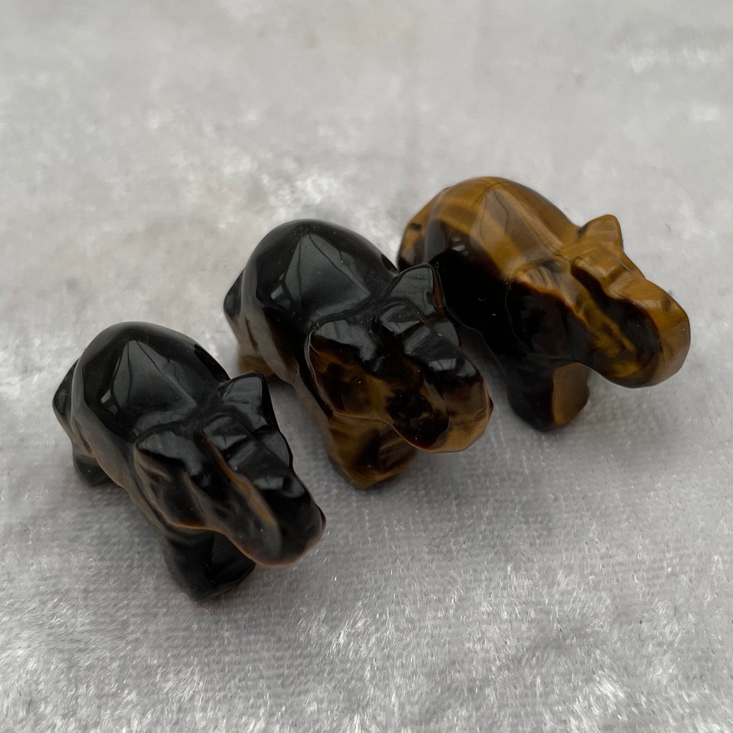 Tigers Eye Elephant Carvings