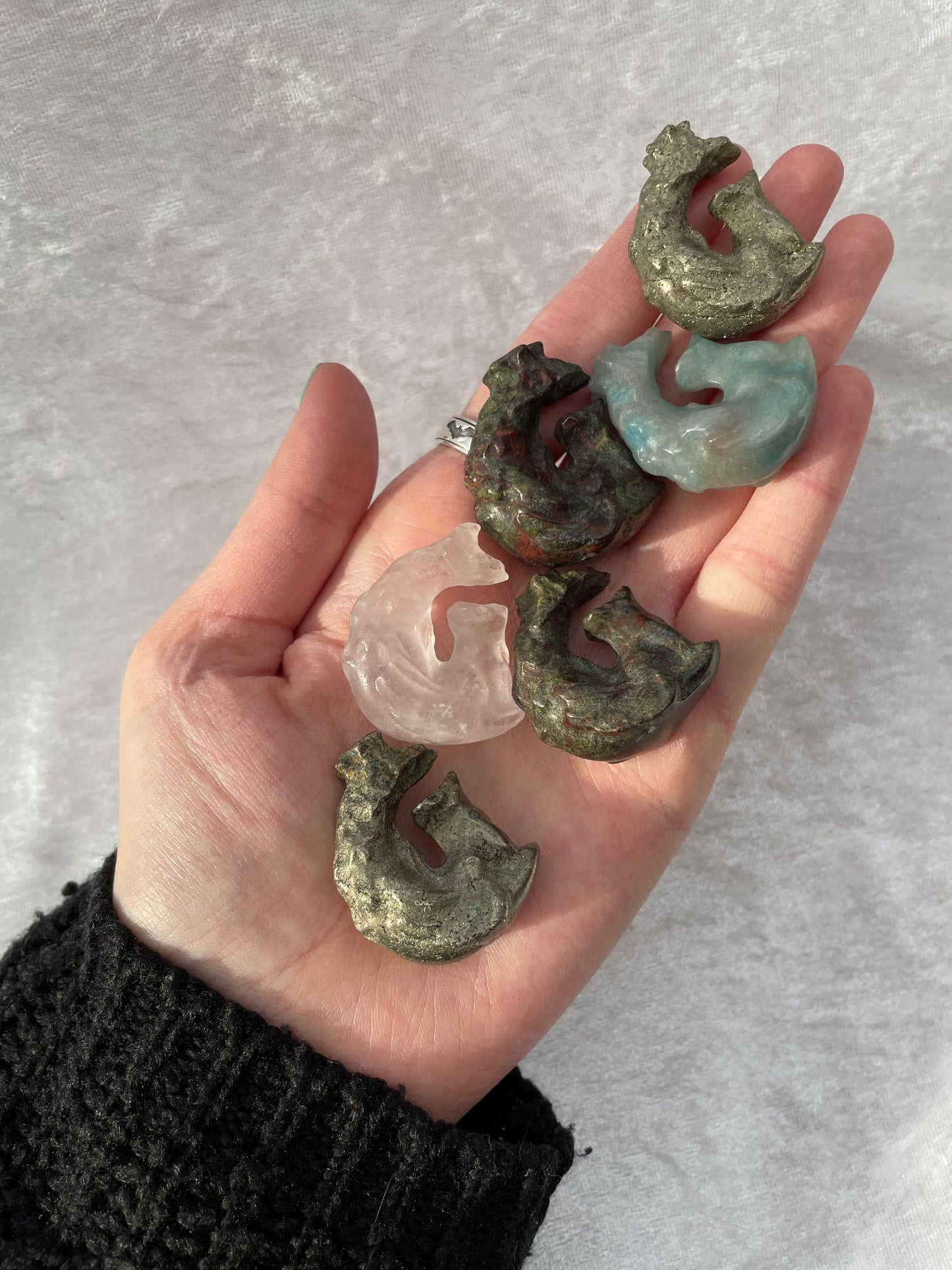 Mini Crystal Nine Tail Fox On The Moon Carvings