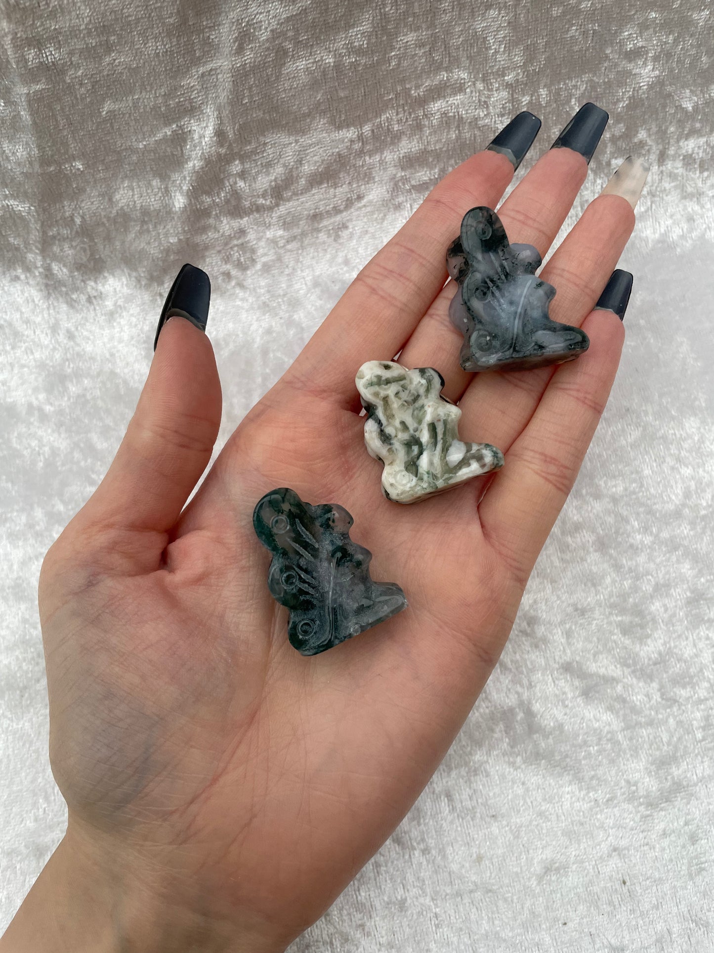 Moss Agate Fairy Carvings