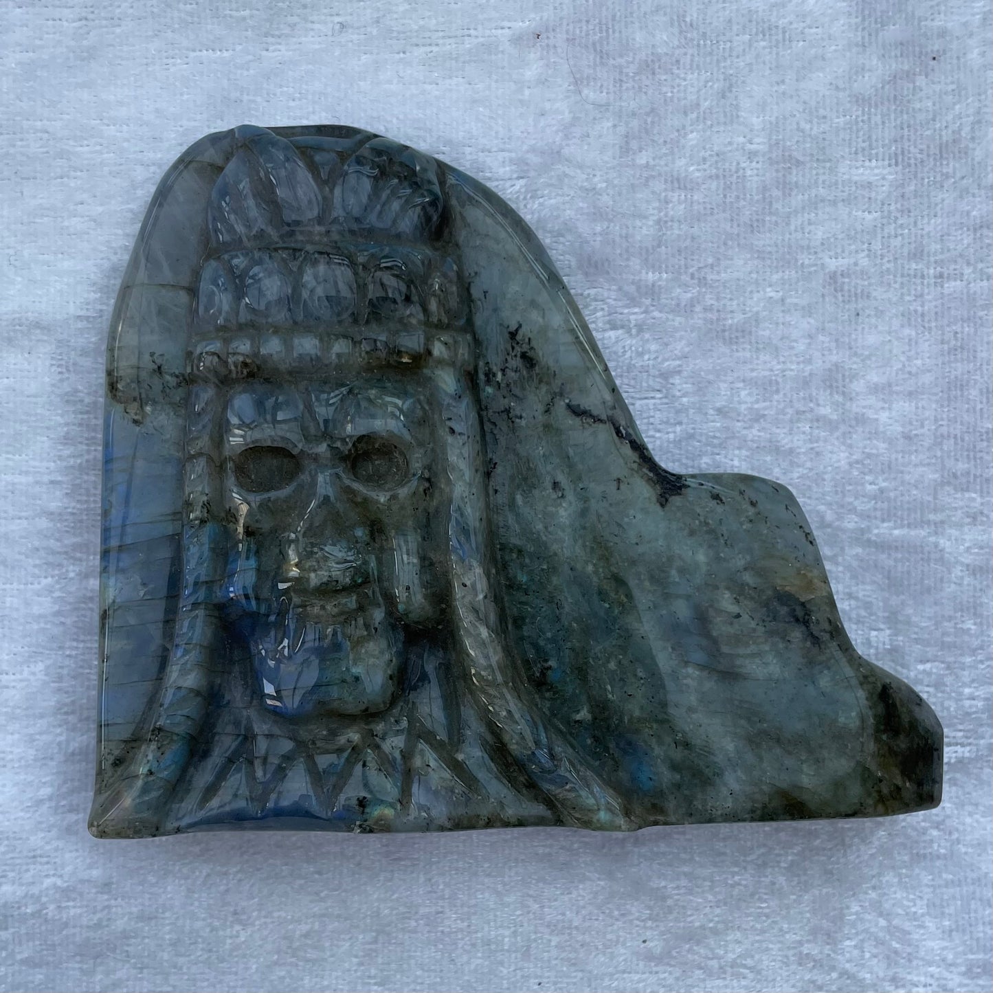 Labradorite Native American Skull and Headdress