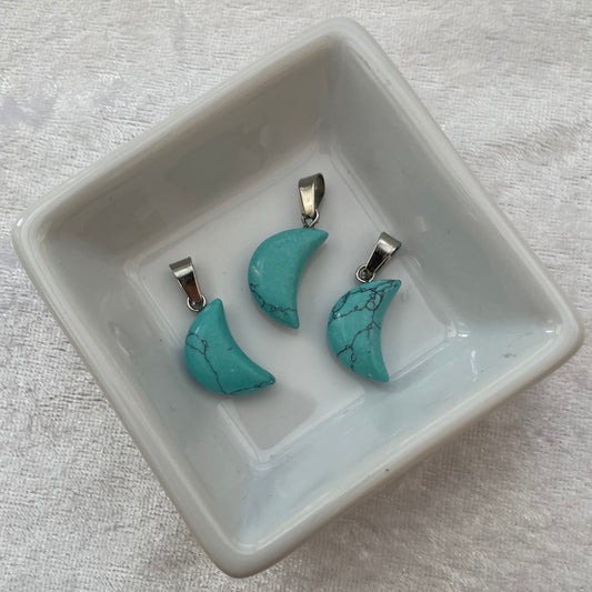 Blue Howlite Moon Pendants