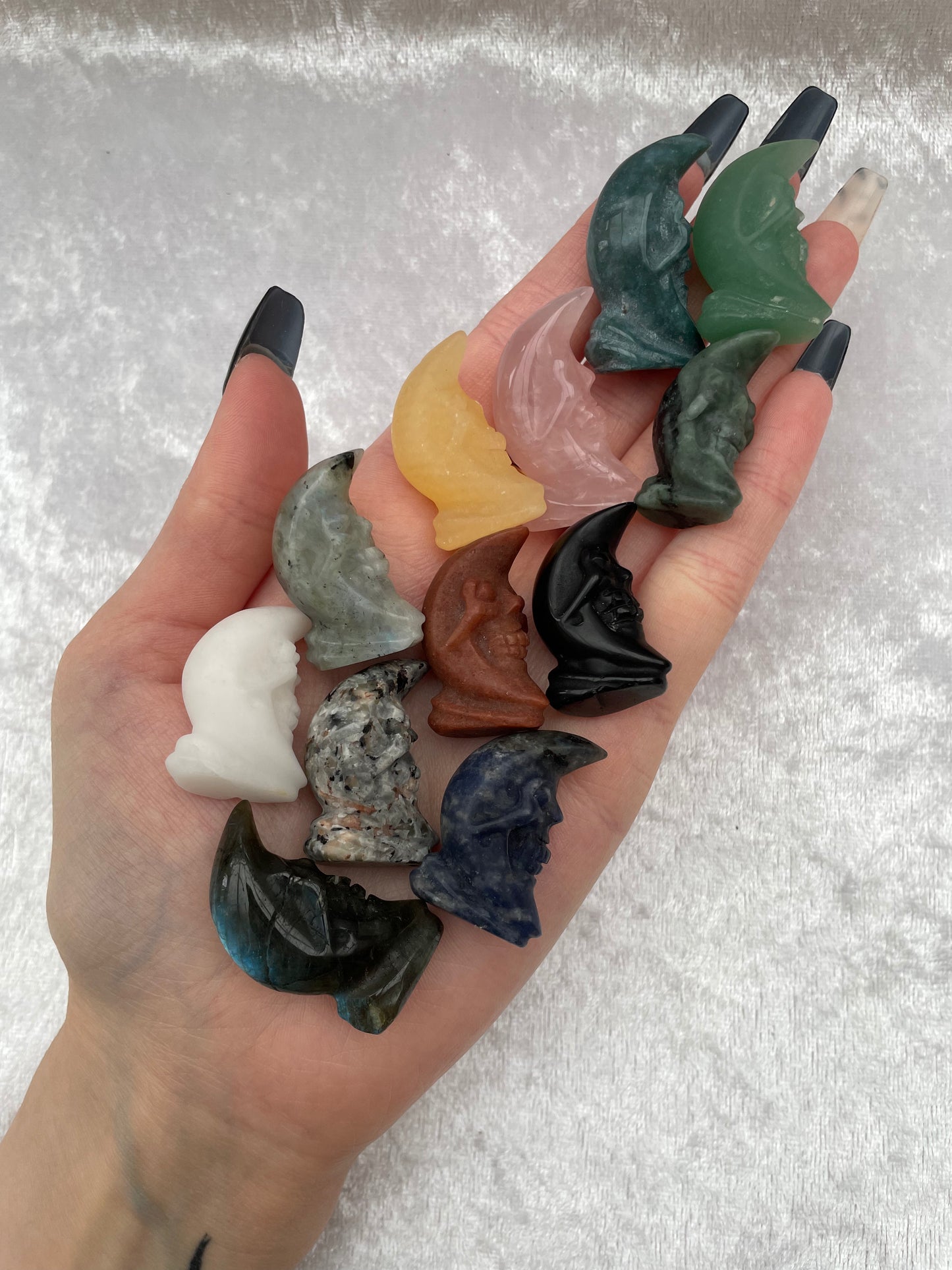 Mini Crystal Moons With Skull Faces