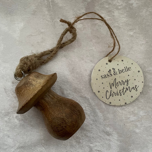 Hanging Wooden Mushroom Ornament