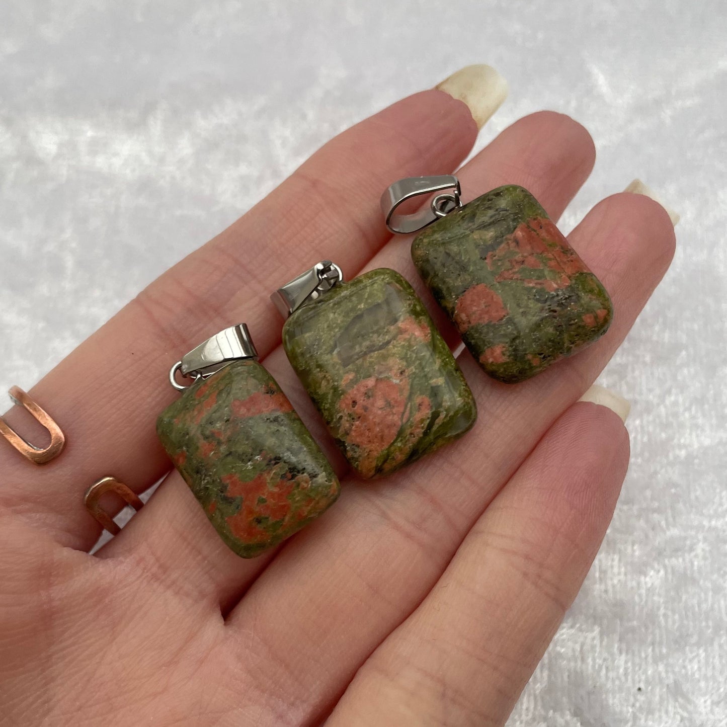 Unakite Flat Rectangle Pendants