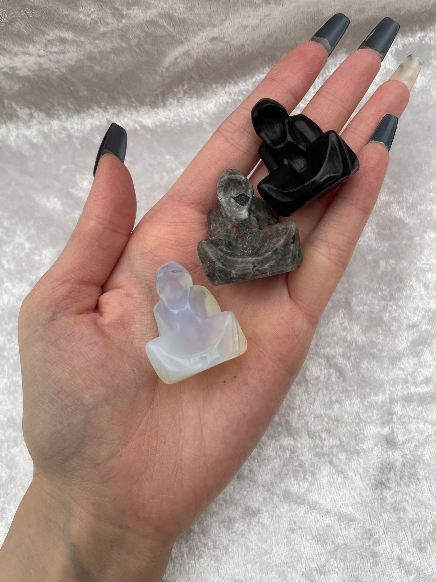 Black Obsidian, Opalite and Yooperlite Grim Reaper Carvings