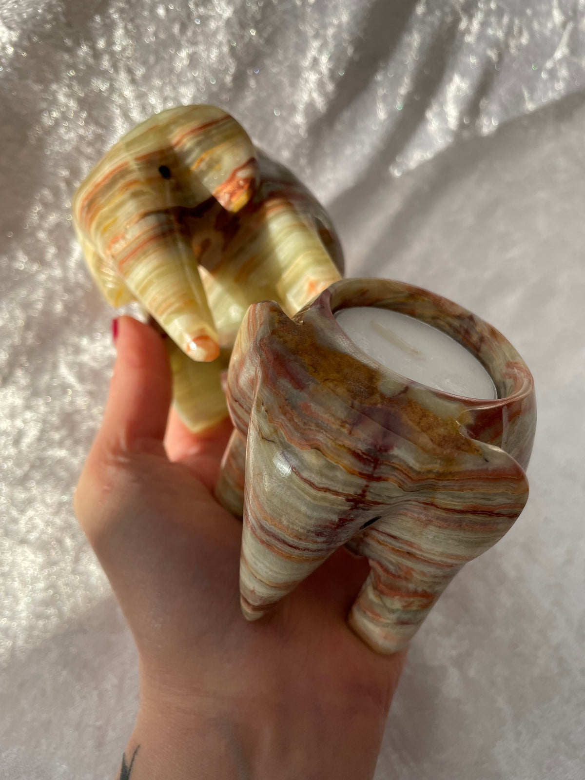 Onyx Elephant Tealight Candle Holders