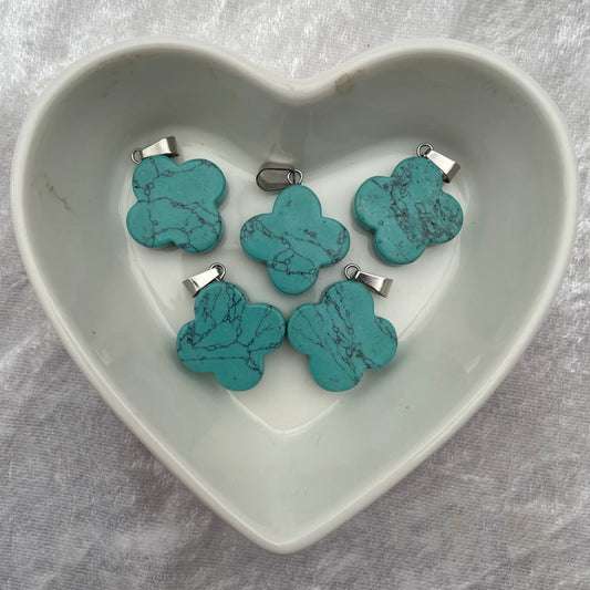 Blue Howlite Flower Pendants