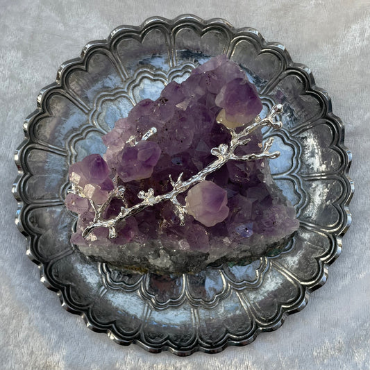 Amethyst Cluster With Silver Branch Detail