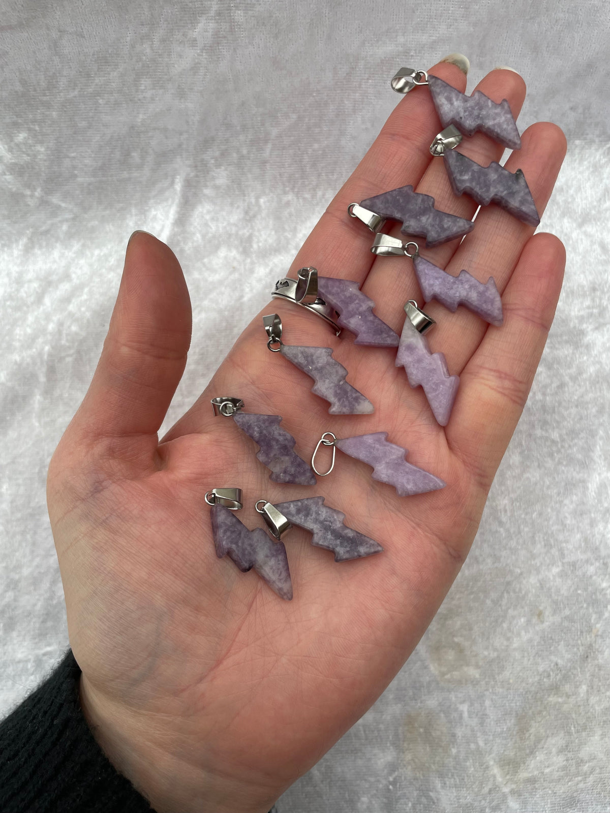 Lepidolite Lightning Pendants