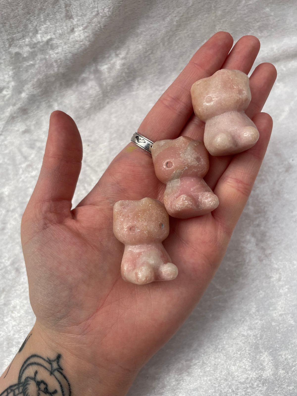 Pink Opal Hello Kitty Carvings