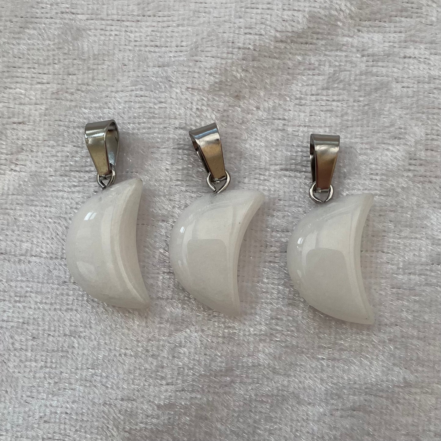 White Agate Moon Pendants