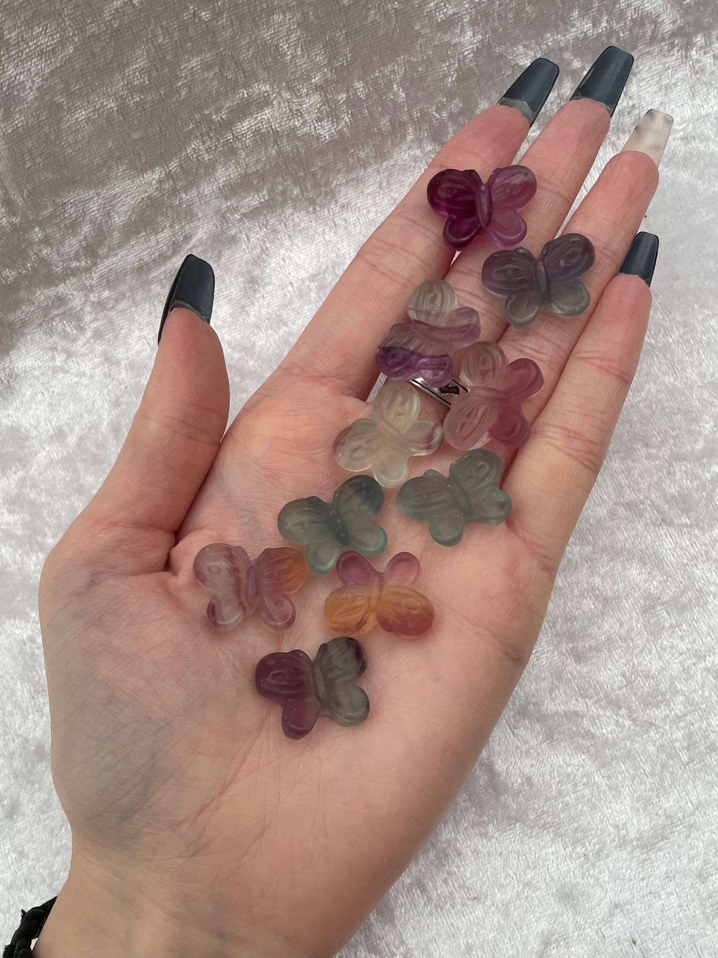 Mini Rainbow Fluorite Butterfly Carvings
