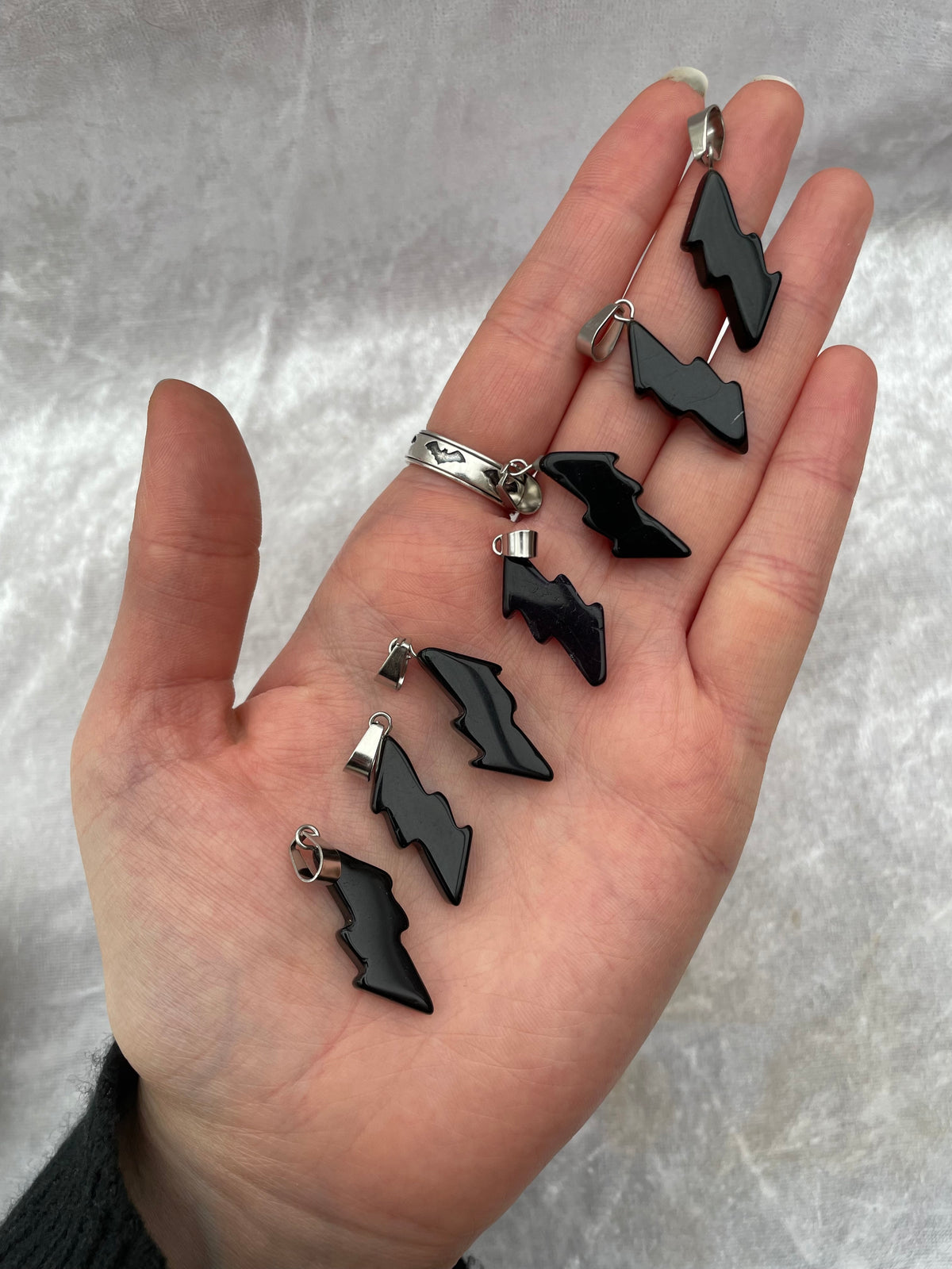 Black Obsidian Lightning Pendants