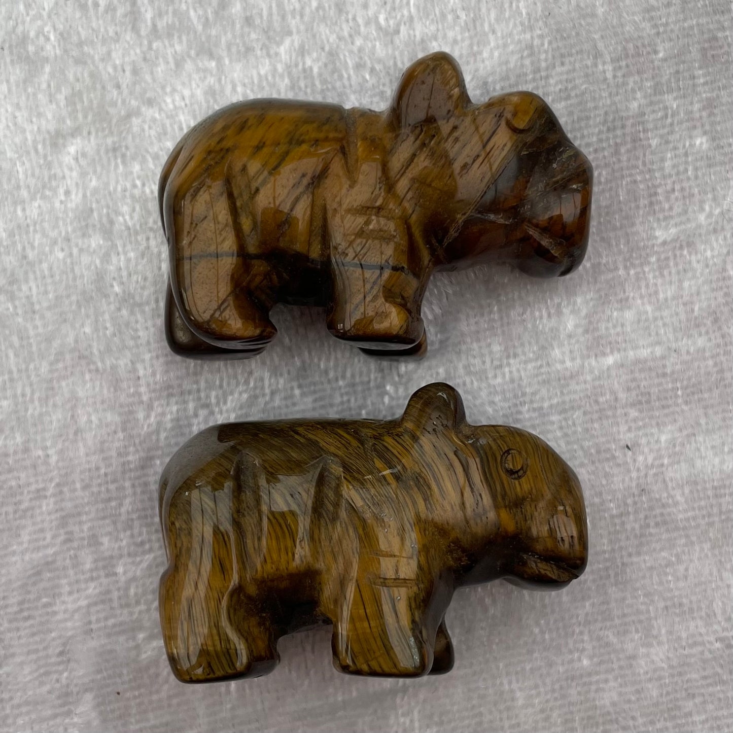 Tigers Eye Hippopotamus Carvings