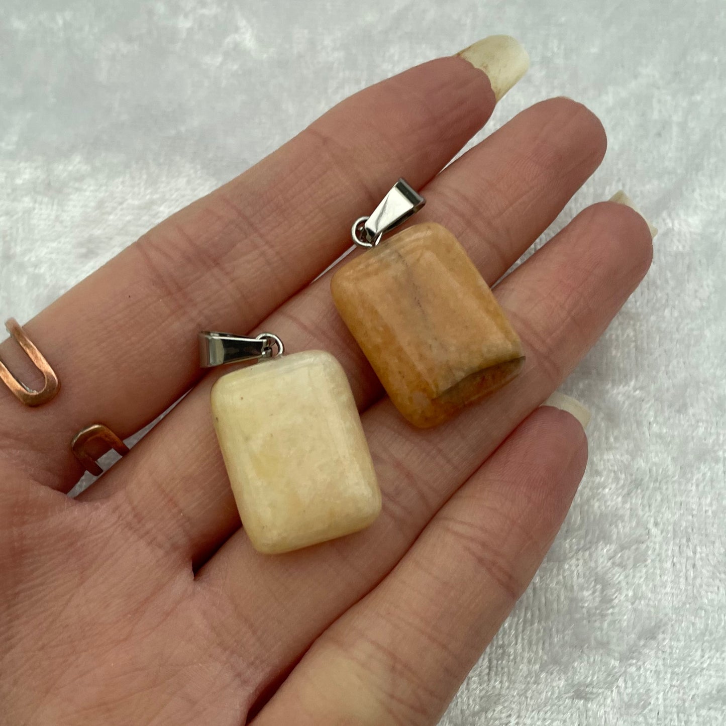 Peach Aventurine Flat Rectangle Pendants