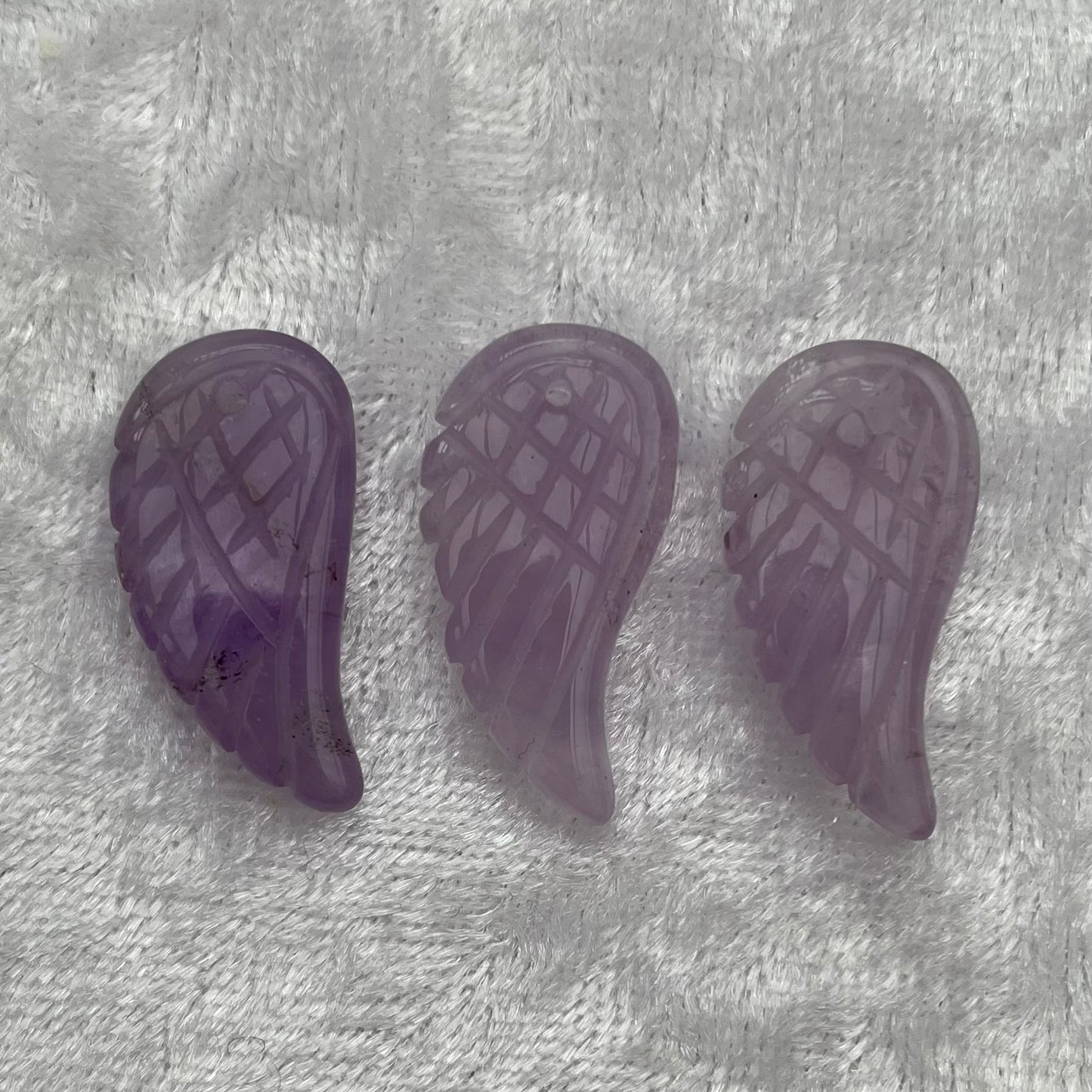 Drilled Amethyst Angel Wing Pendants