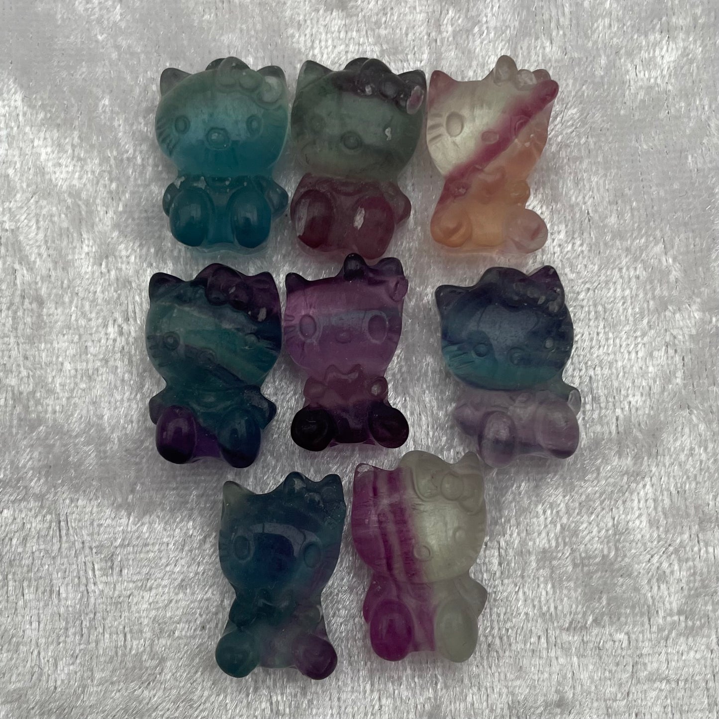 Mini Rainbow Fluorite Hello Kitty