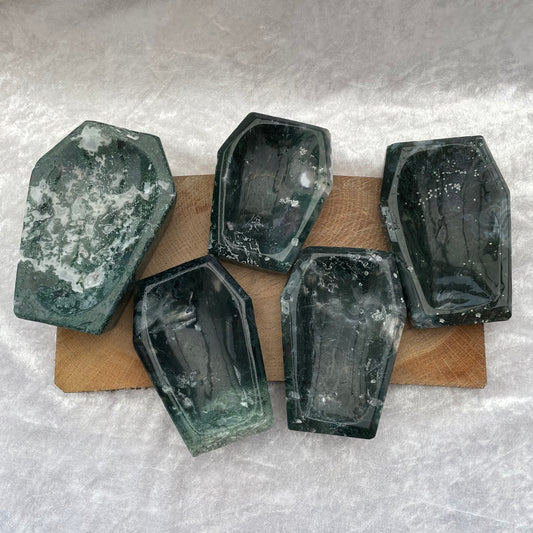Moss Agate Coffin Dishes