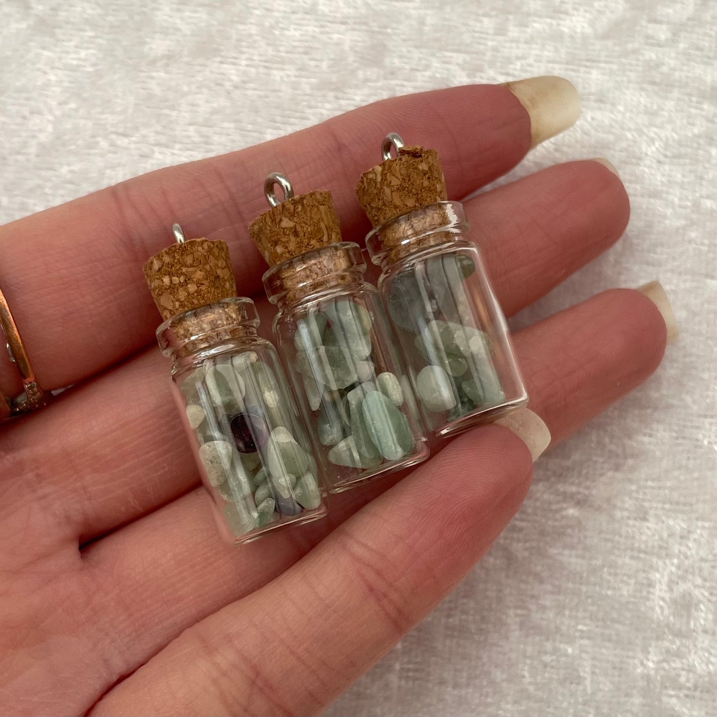 Green Aventurine Cork Chip Bottle Pendants