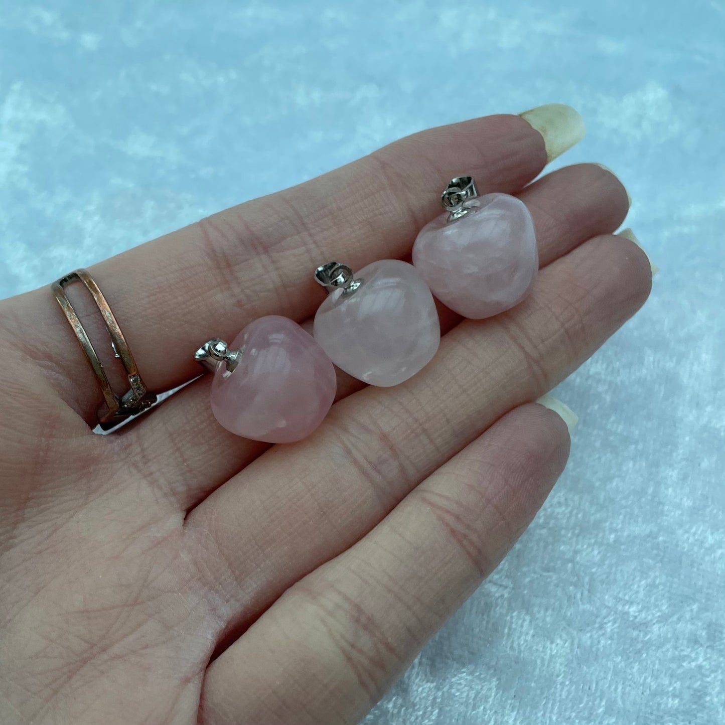Rose Quartz Mini Apple Shaped Pendants
