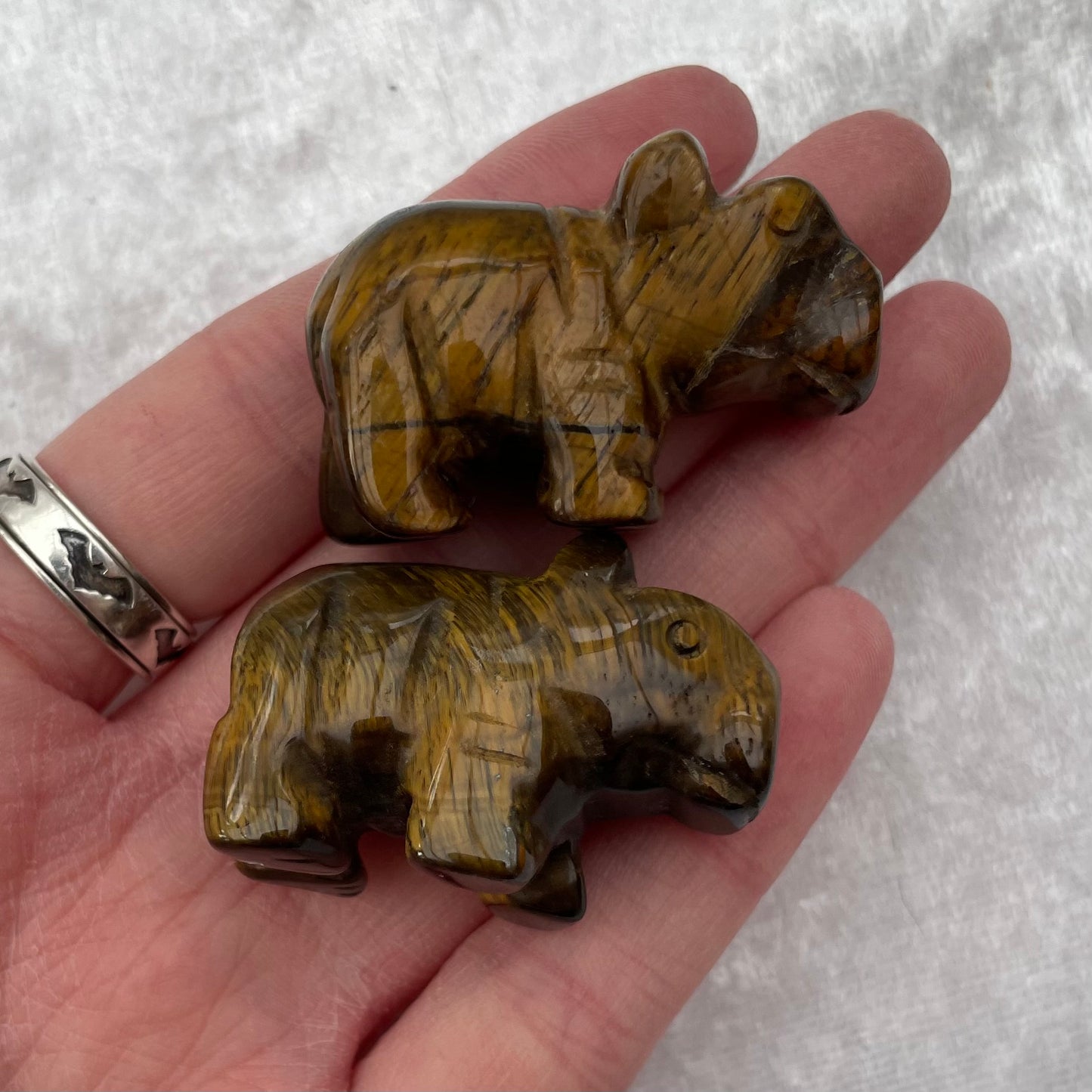 Tigers Eye Hippopotamus Carvings