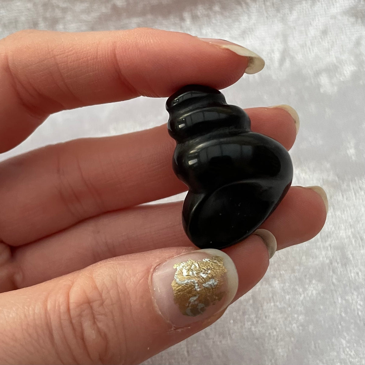 Mini Black Obsidian Shell Carving