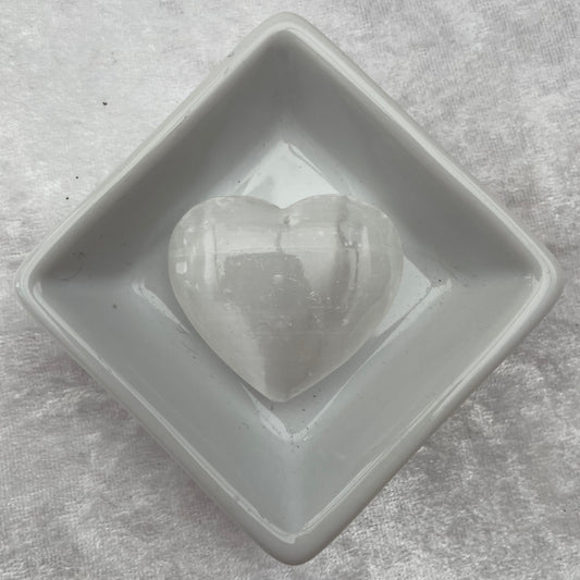 Selenite Heart With Drill Hole for Pendant