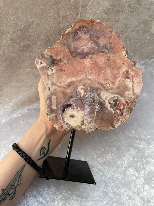Pink Amethyst Slice on Stand