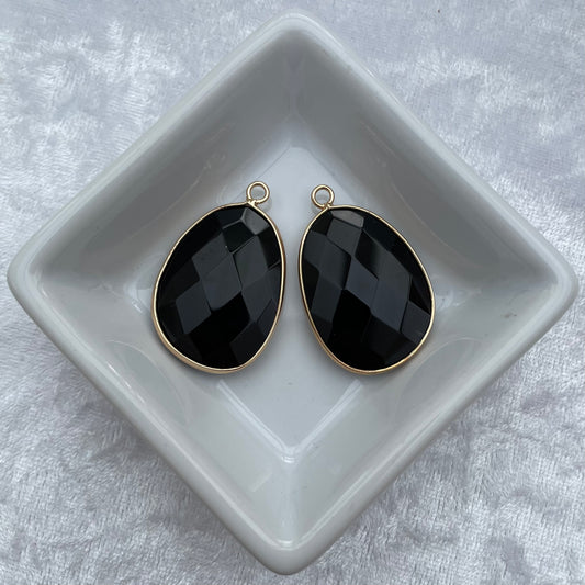 Black Obsidian Faceted Pendants