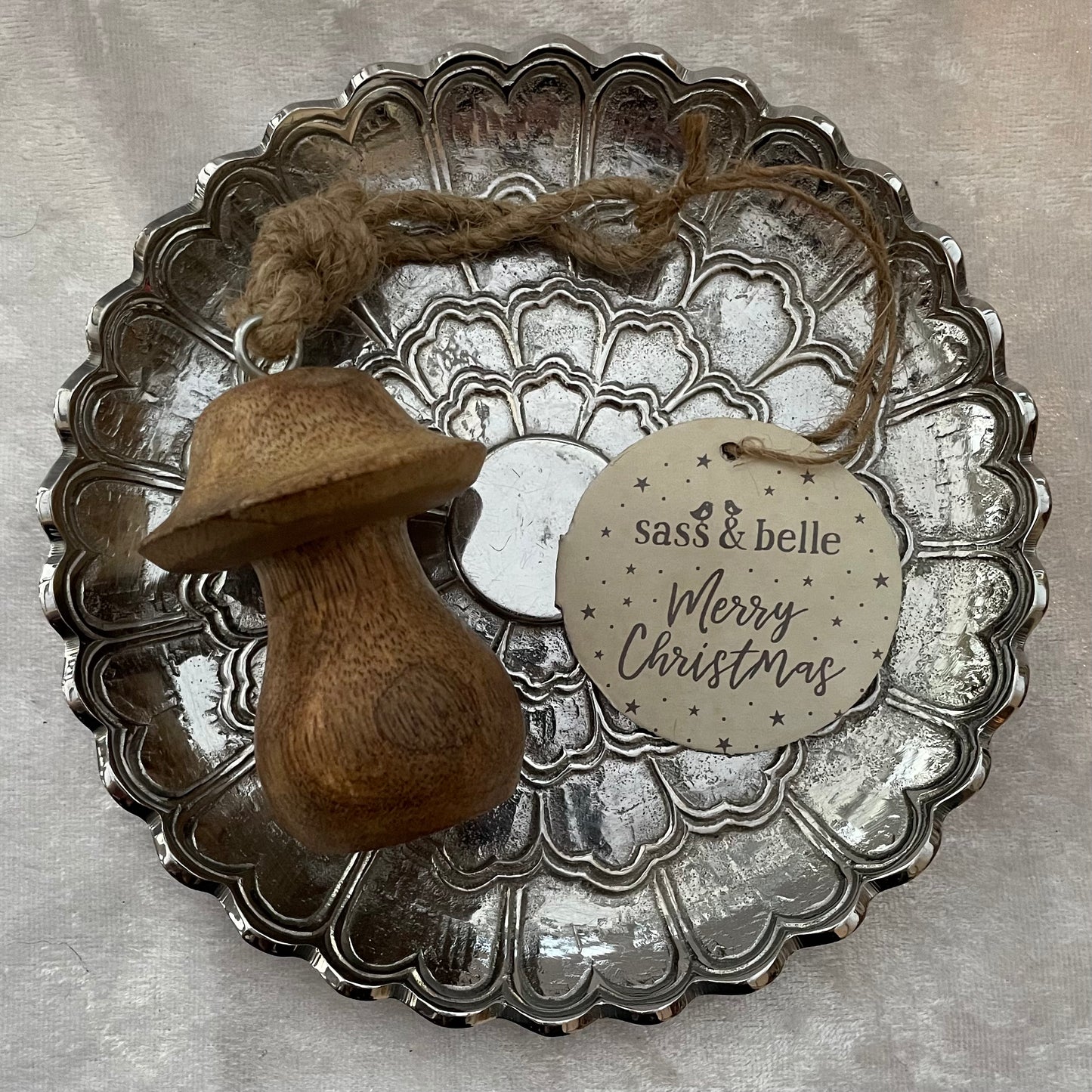 Hanging Wooden Mushroom Ornament