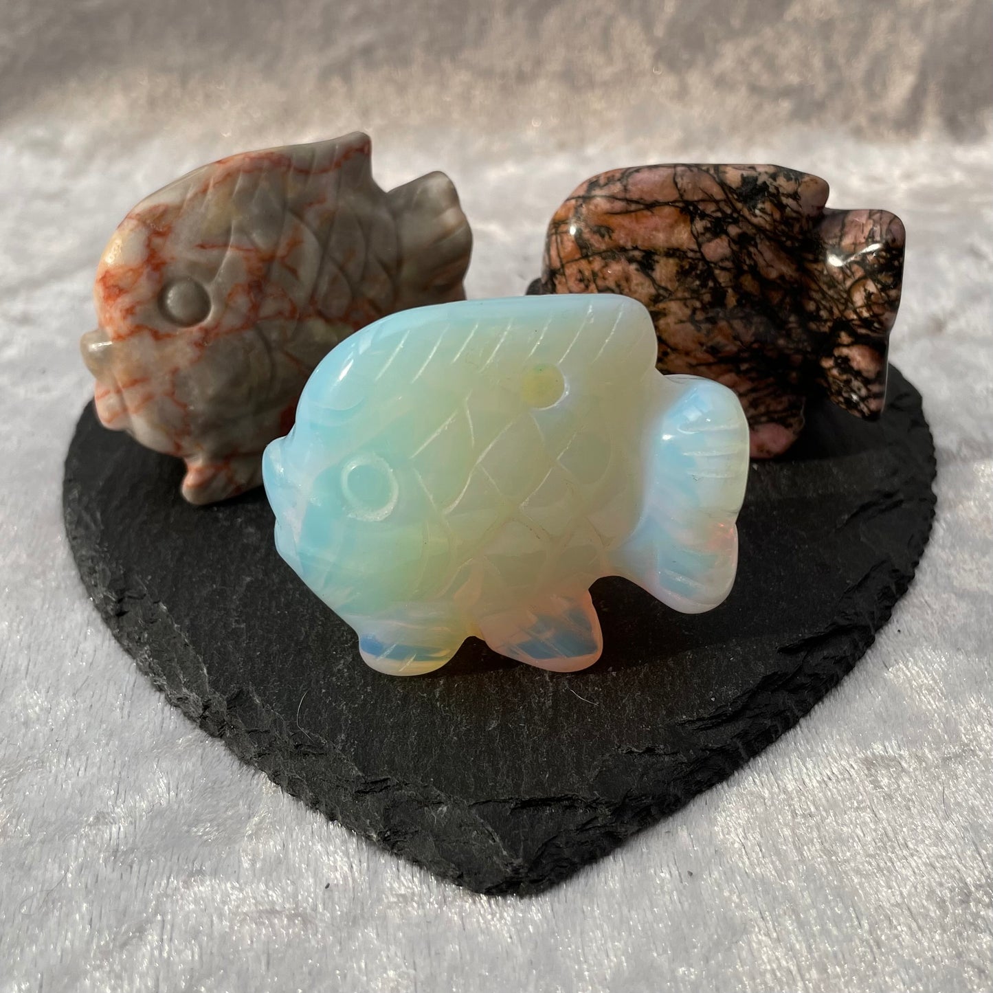Dali Jasper, Rhodonite and Opalite Fish
