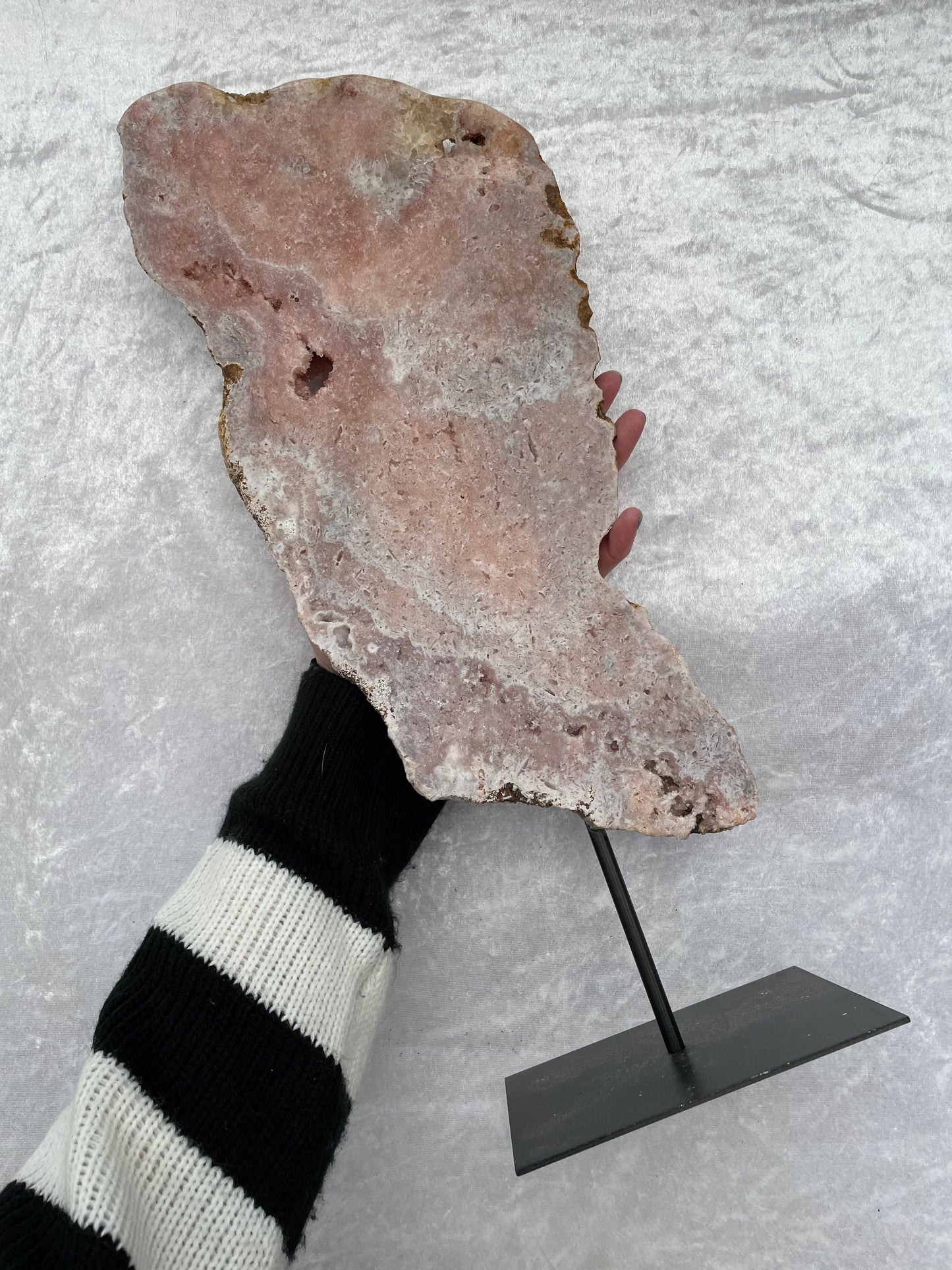 2.61kg Pink Amethyst Slice on Metal Stand